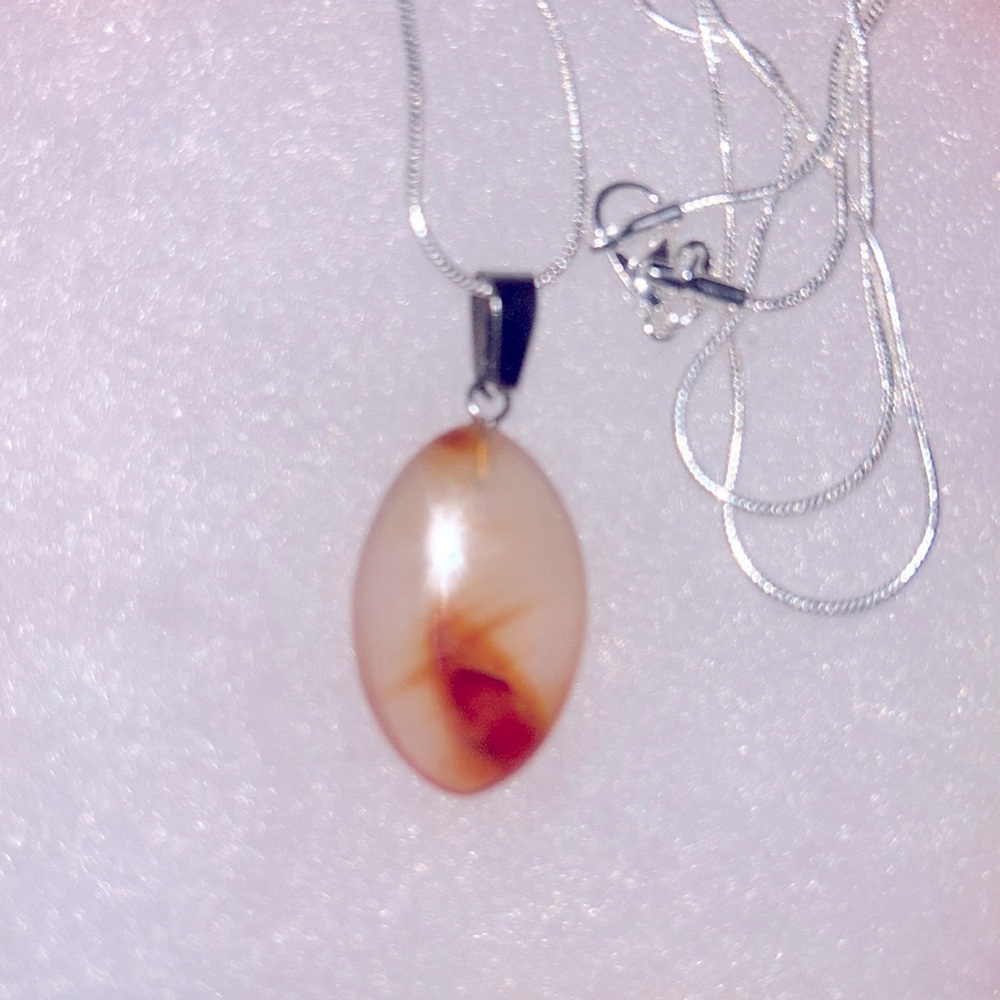 Boho hippie Agate Sterling Silver 24” Necklace